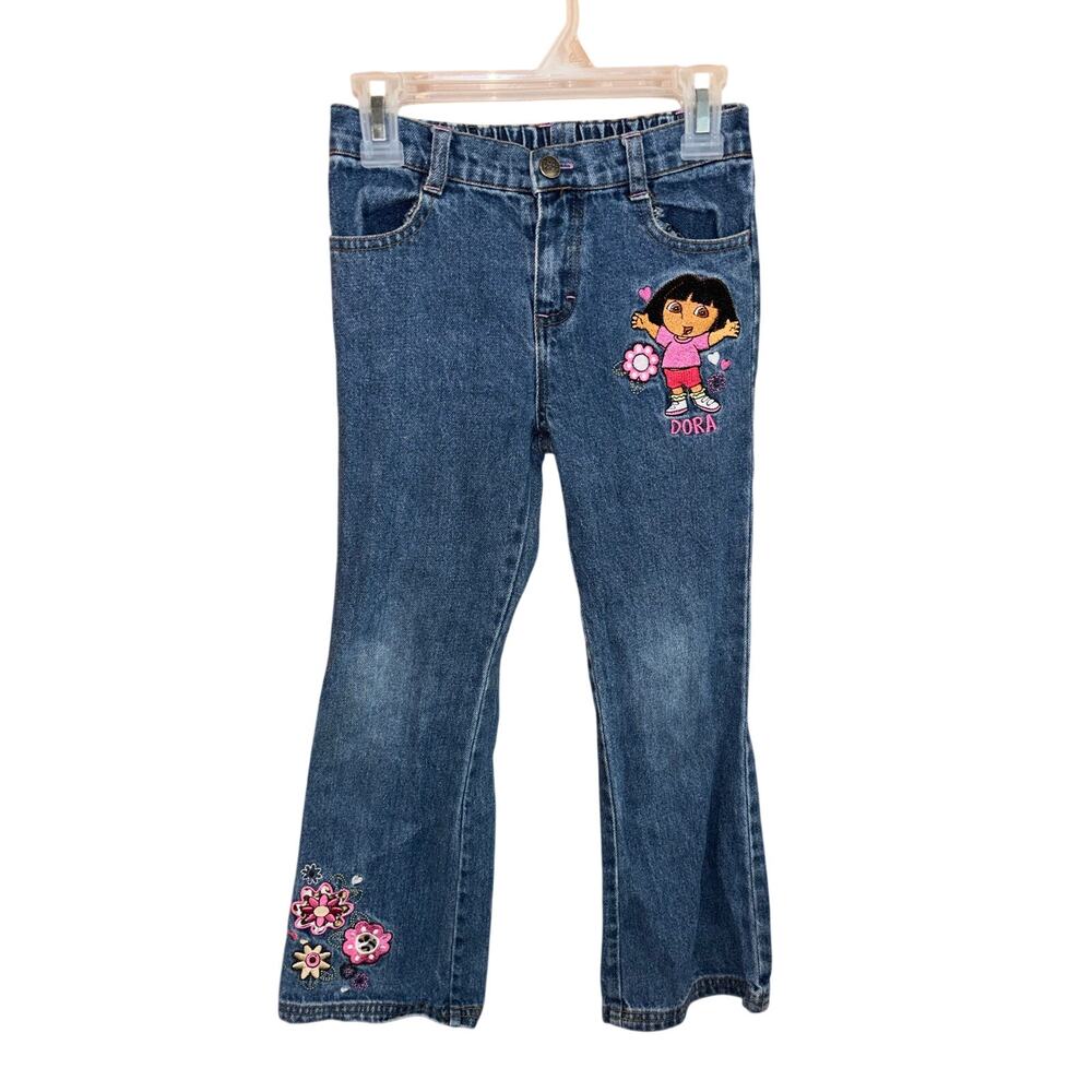 Vintage Y2K Nick Jr. Dora the Explorer embroidered girls’ jeans elastic waist 6X